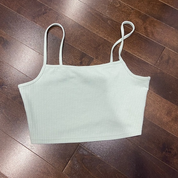 Mint Green Ribbed Women's Top - Picture 2 of 3